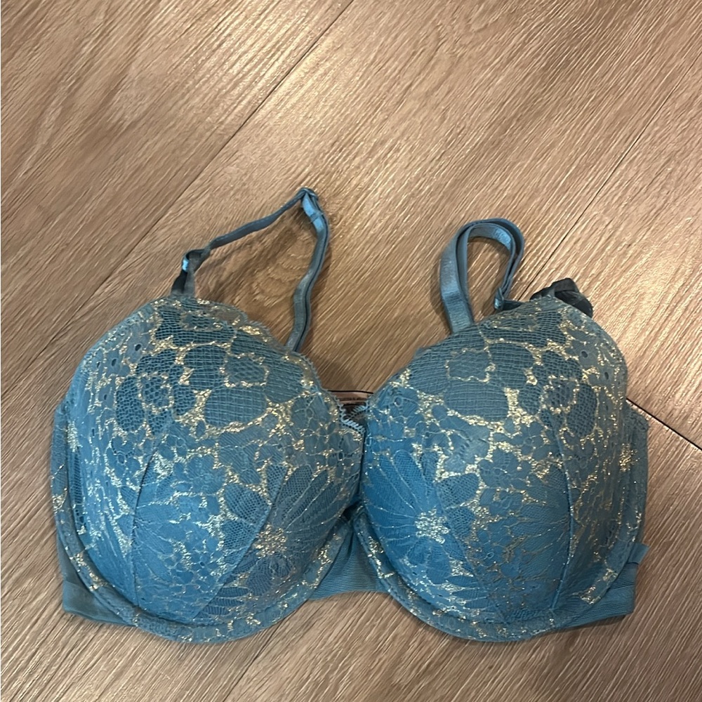 Victoria's Secret Teal and Gold Lace Bra